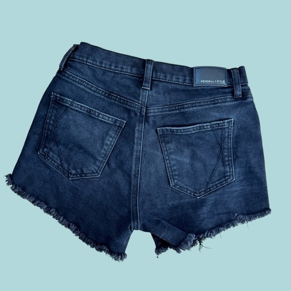 Kendall & Kylie Dark Denim Frayed Shorts - Picture 2 of 4
